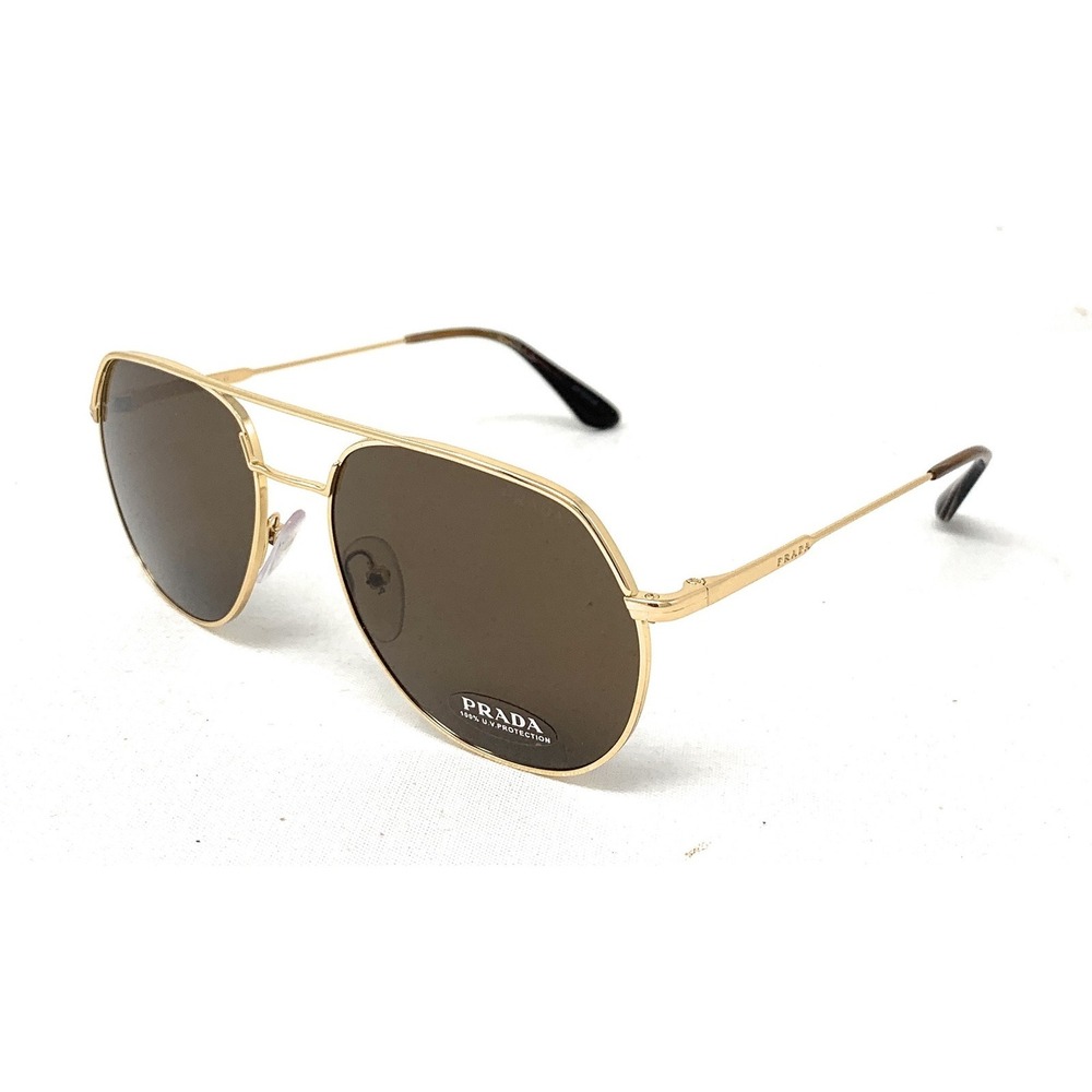 PRADA SPR 55U 5AK-8C1 Pilot Men's Sunglasses Conceptual Gold w/ Brown 57mm